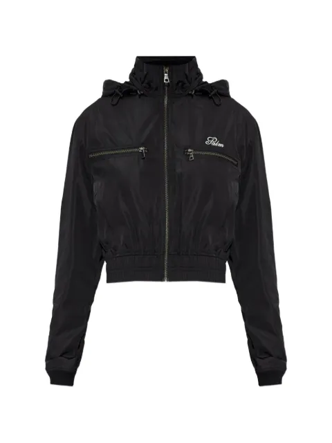 Palm Angels hooded logo-embroidered jacket