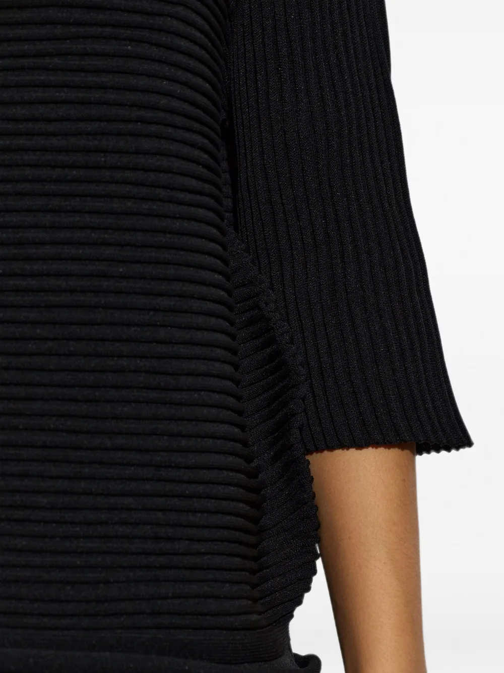 Pleats Please Issey Miyake Zig Zag geplooide blouse met hoge hals Zwart