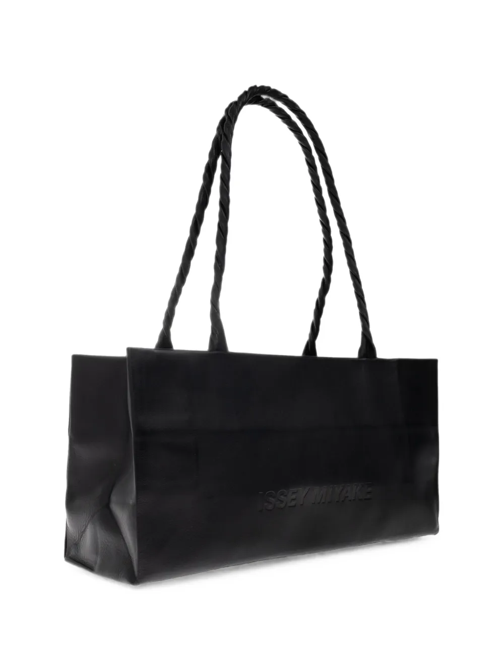 Issey Miyake logo-debossed twisted-handle shoulder bag - Noir