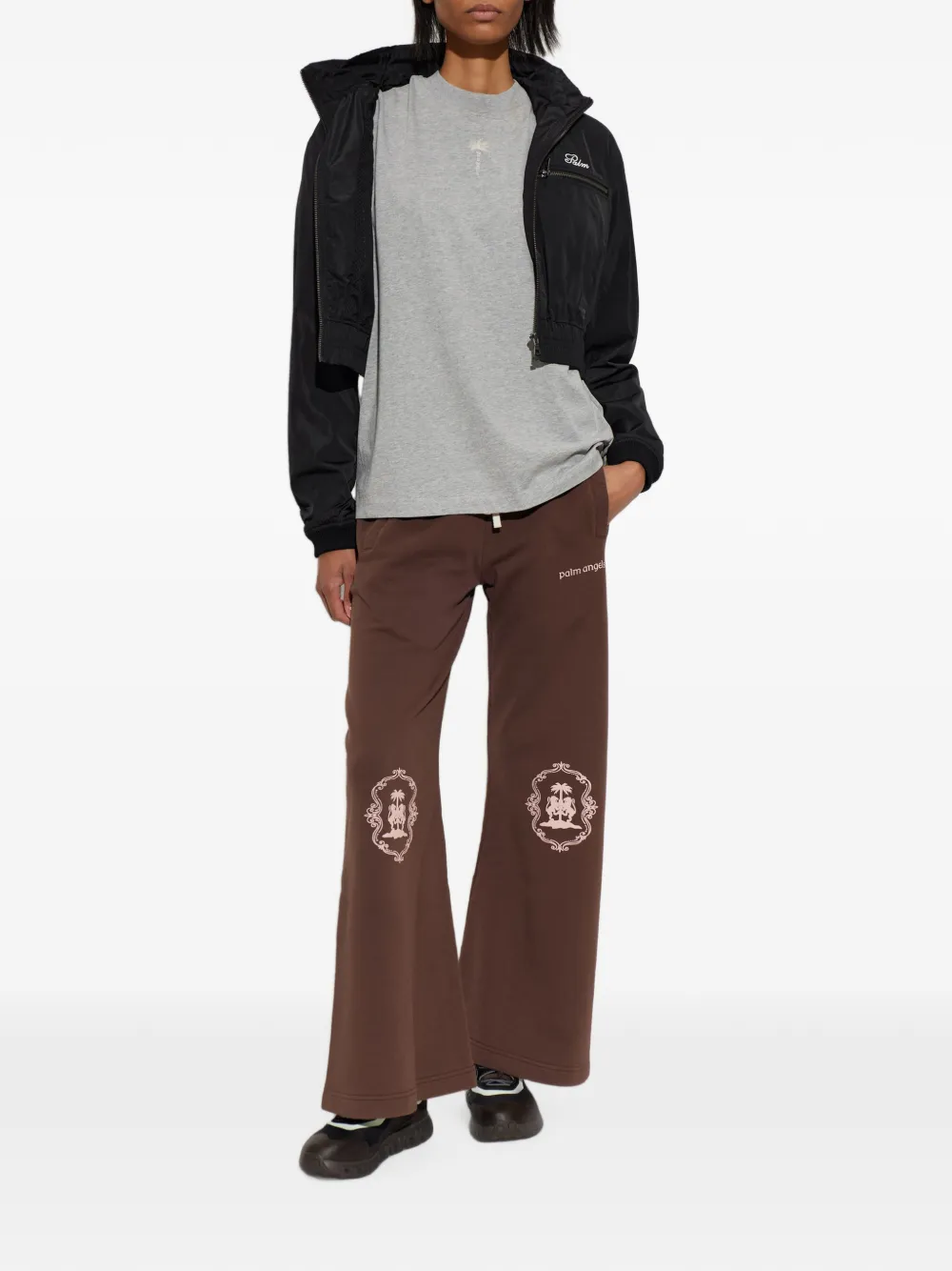 Palm Angels T-shirt met geborduurd logo Grijs