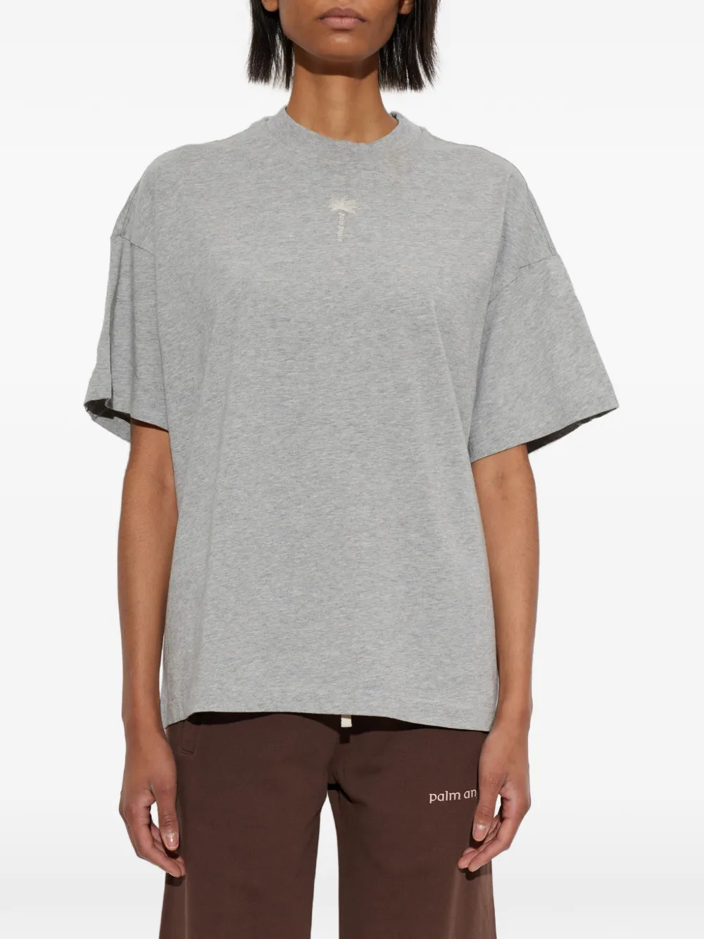 Palm Angels T-shirt met geborduurd logo Grijs