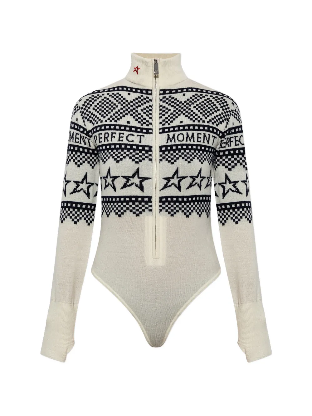 Perfect Moment Intarsia-knit merino wool bodysuit - Nude