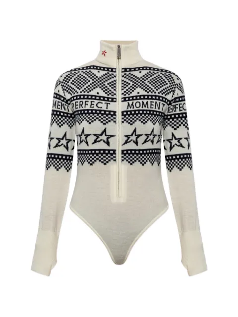 Perfect Moment Intarsia-knit merino wool bodysuit