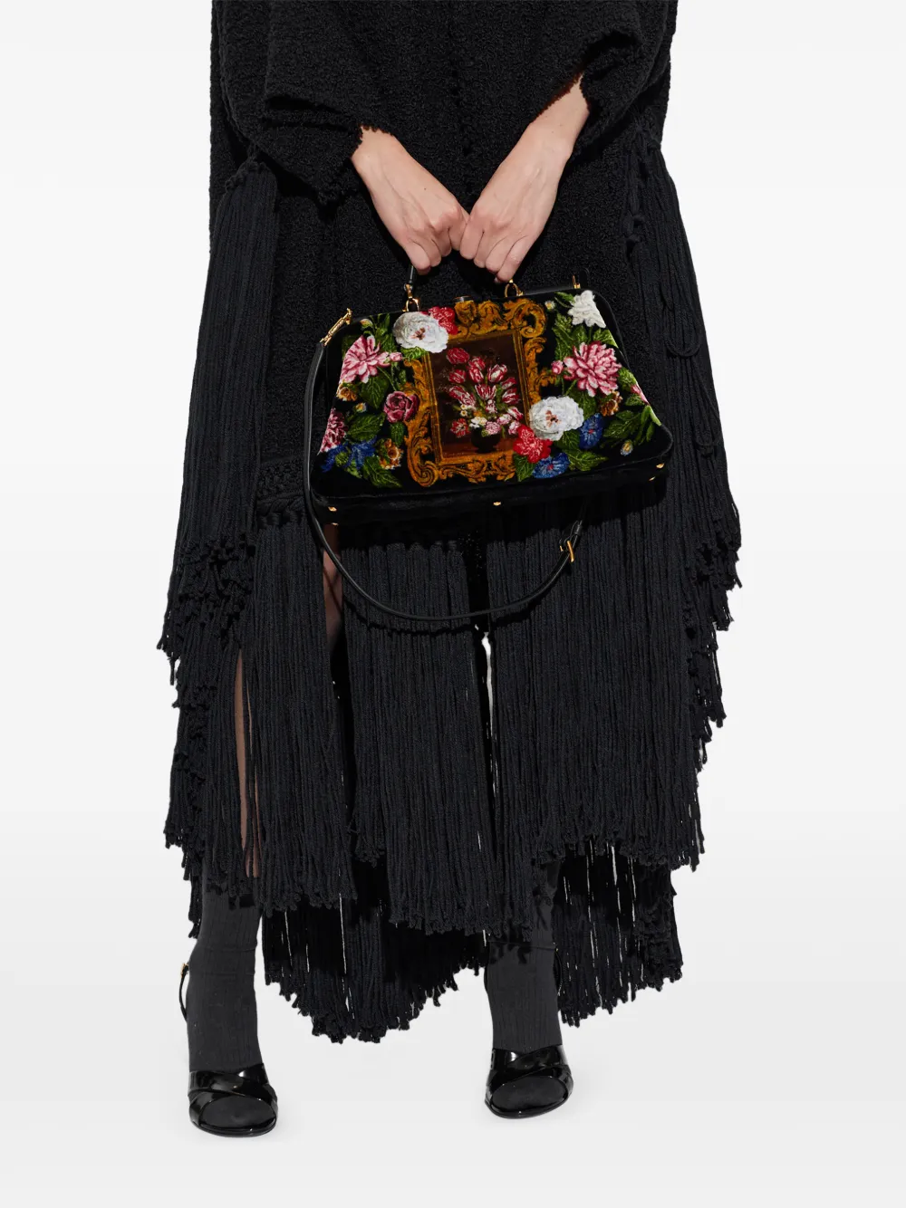 Dolce & Gabbana Grandma shopper met bloemen-print Zwart