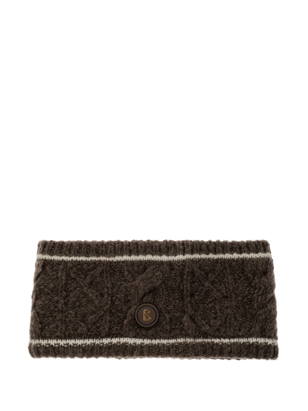 BOGNER cable-knit striped headband - Marron