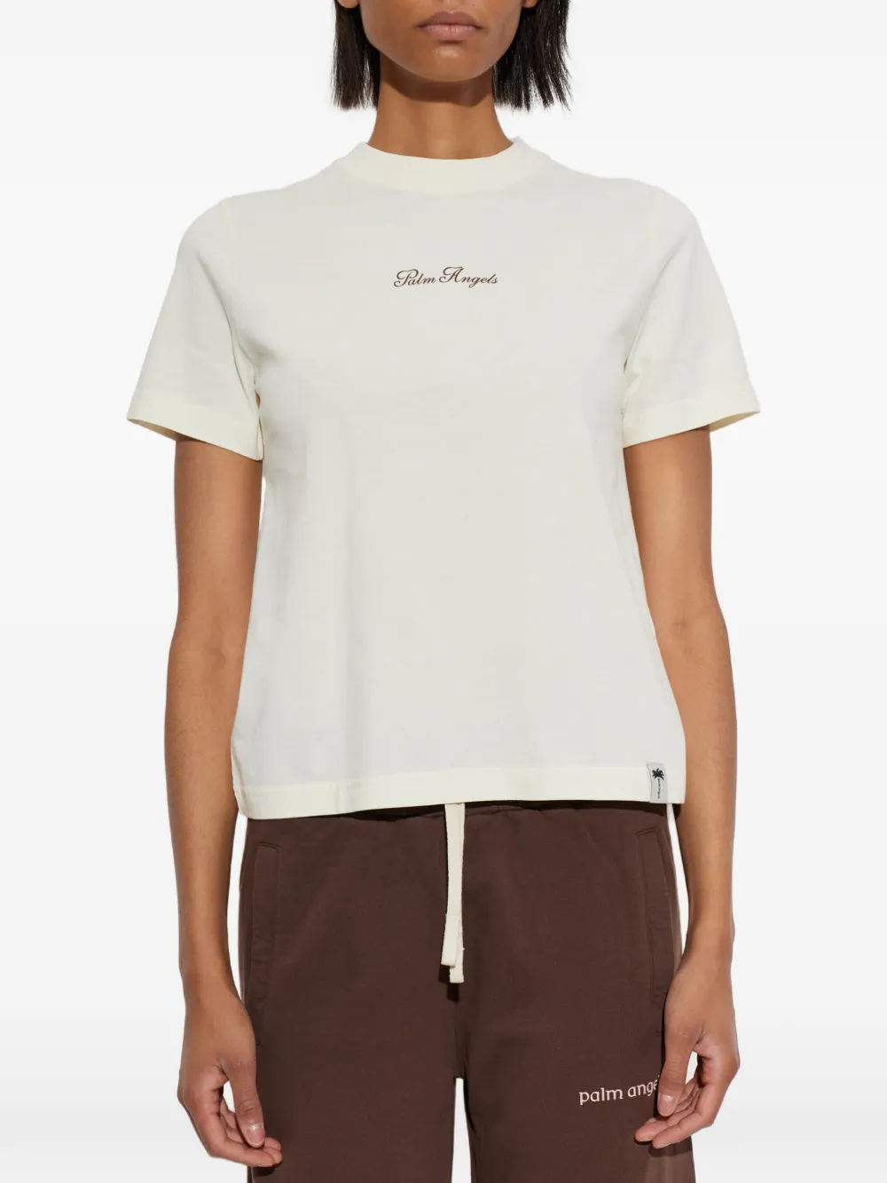 Palm Angels Katoenen T-shirt met logoprint Beige