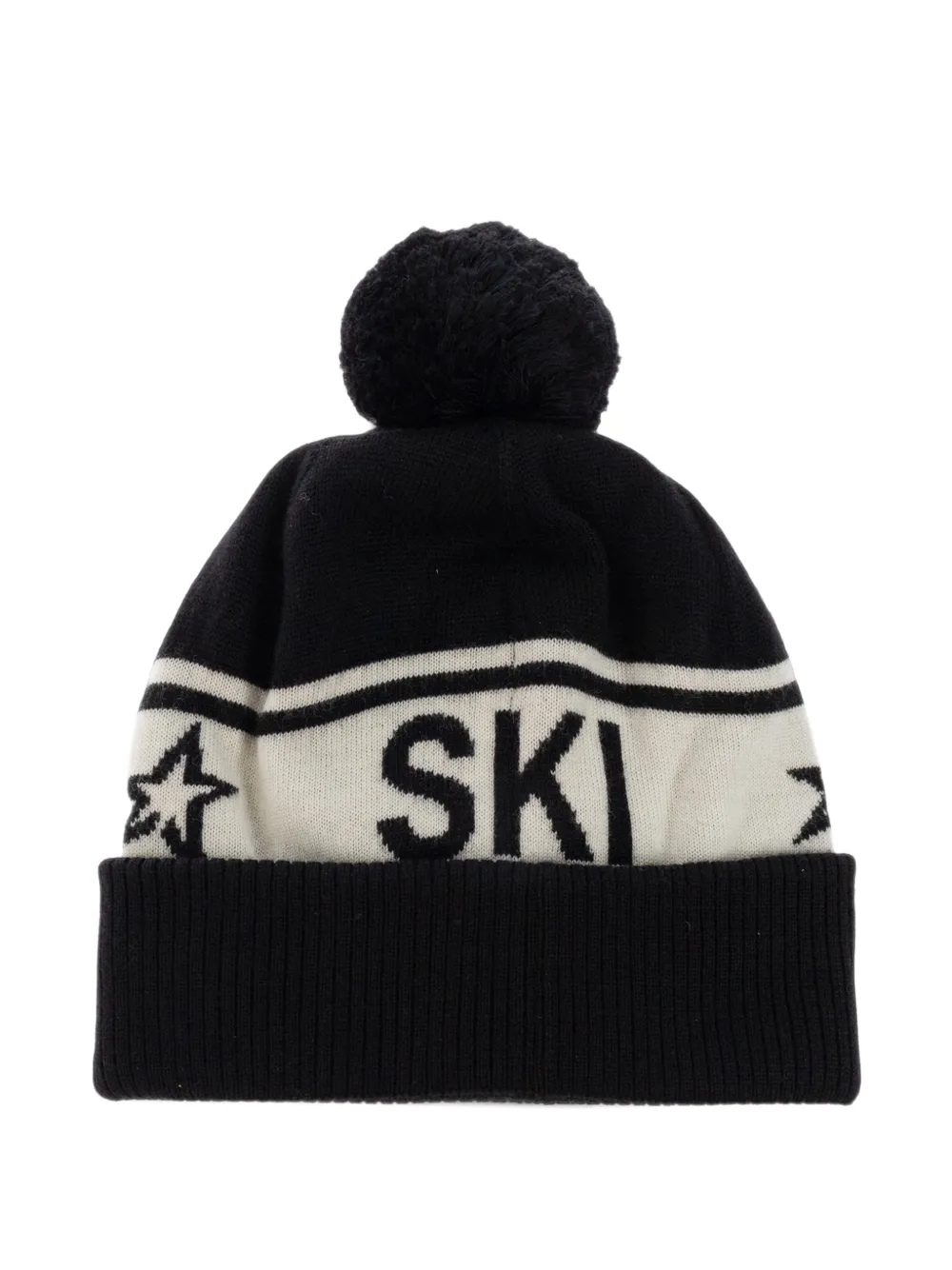 Perfect Moment Muts met logo-intarsia en pompon Zwart