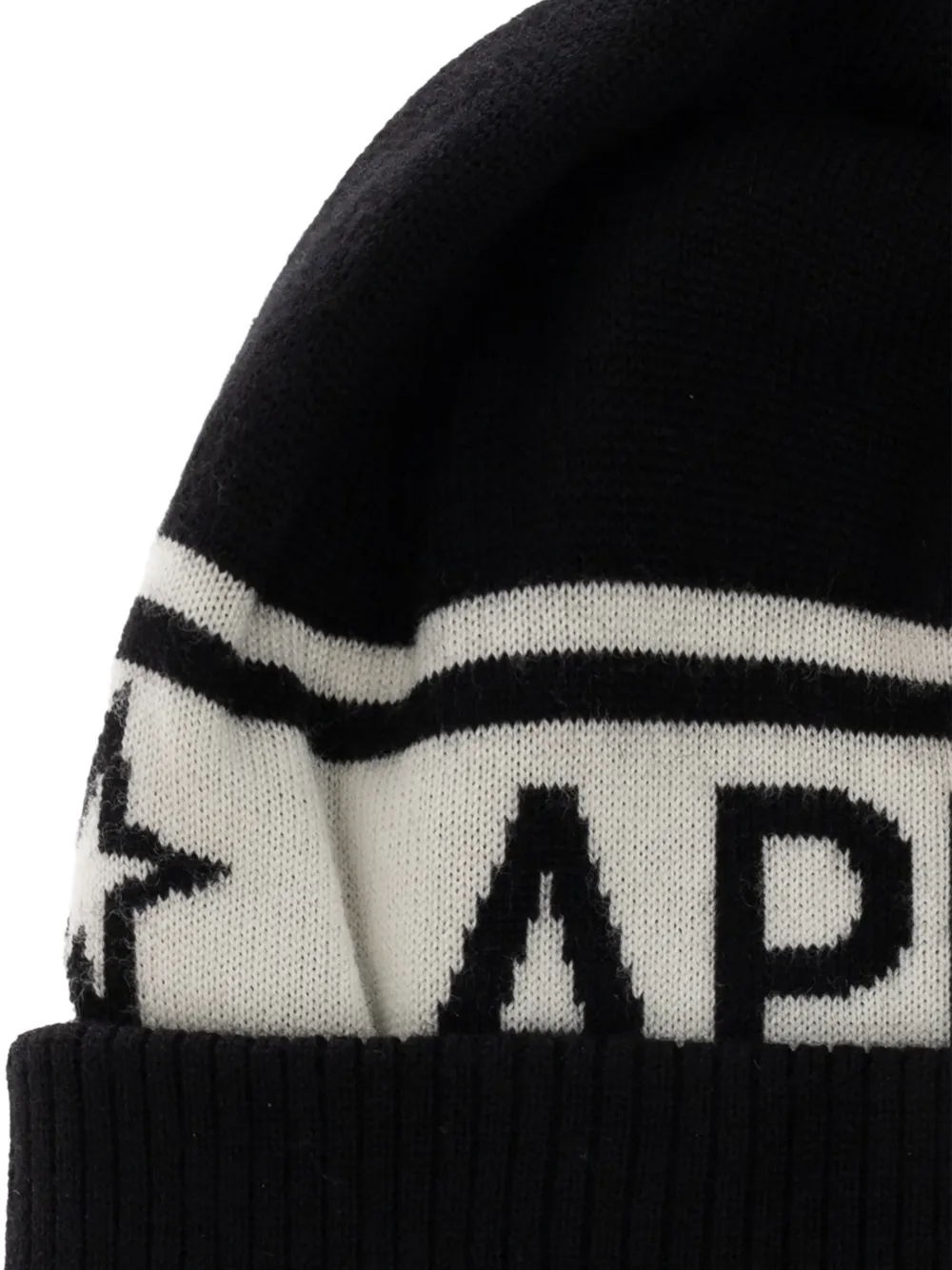 Perfect Moment Muts met logo-intarsia en pompon Zwart