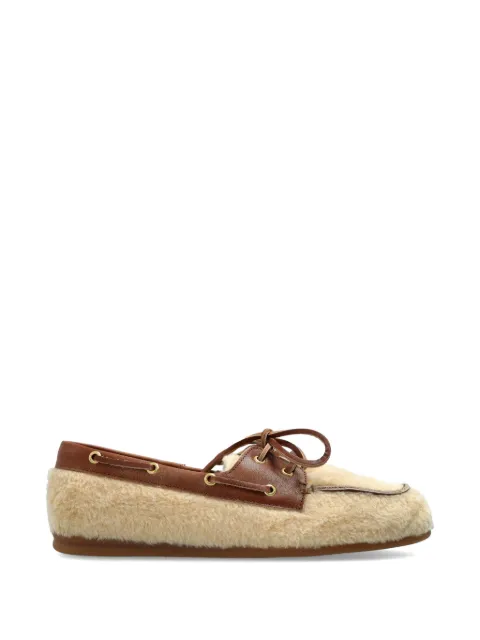 Posa Alpina shearling-trim leather boat shoes