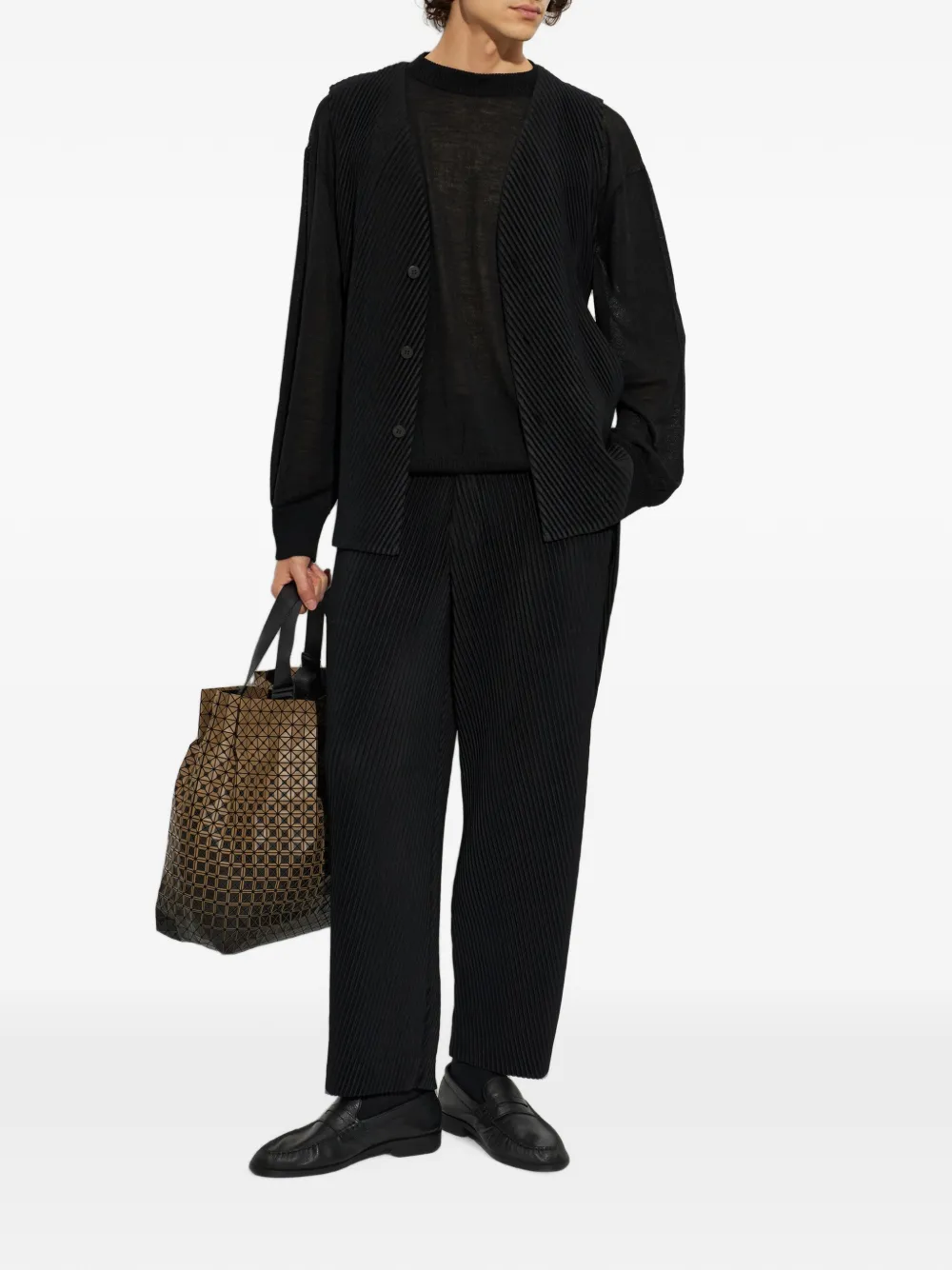 Homme Plissé Issey Miyake Ribgebreide trui Zwart