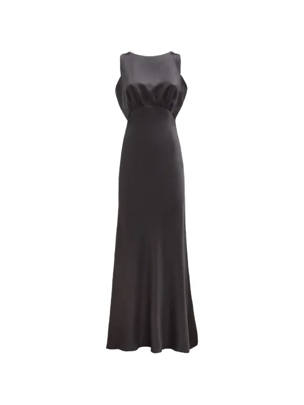 Loretta Caponi Scilla Lace-back Silk Maxi Dress in Black