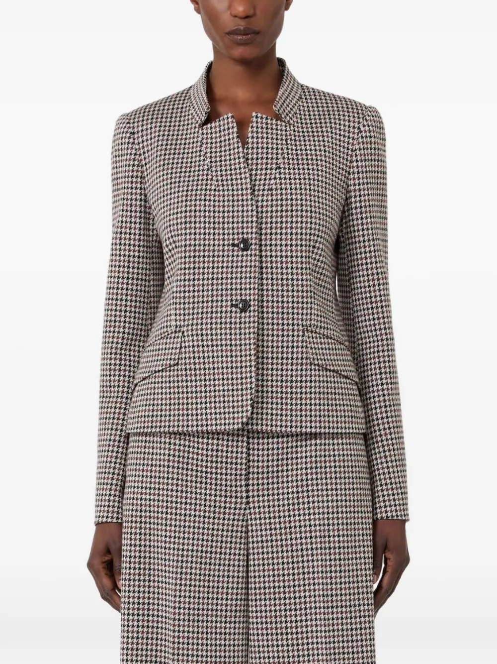 Max Mara Maguzze slim-fit jersey jack met pied-de-poule print Beige