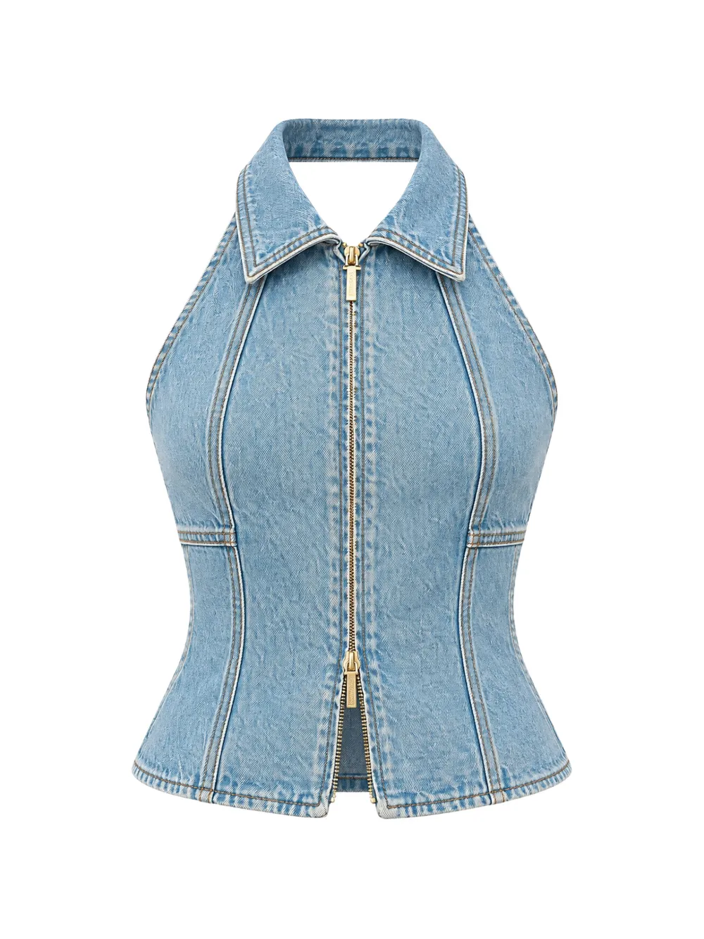 Cult Gaia Jill Denim Top In Blue