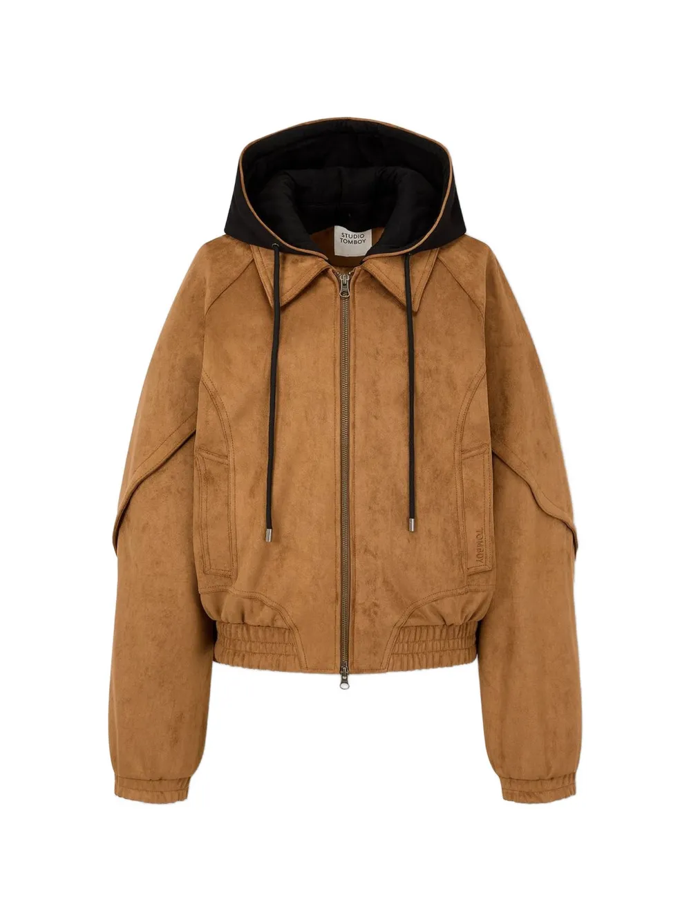 TOMBOY suede-effect detachable-hood jacket - Marrone