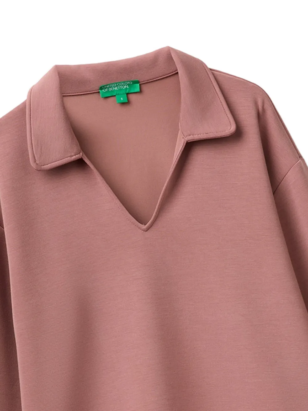 Benetton Sweater met verlaagde schouders en V-hals Roze