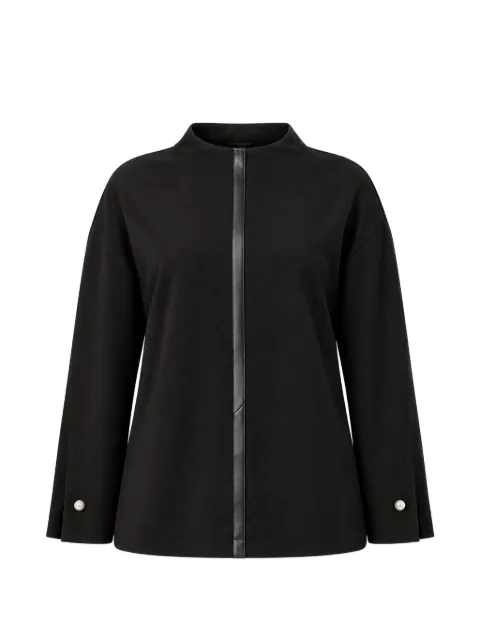 Marina Rinaldi faux-leather trim pearl-embellished top