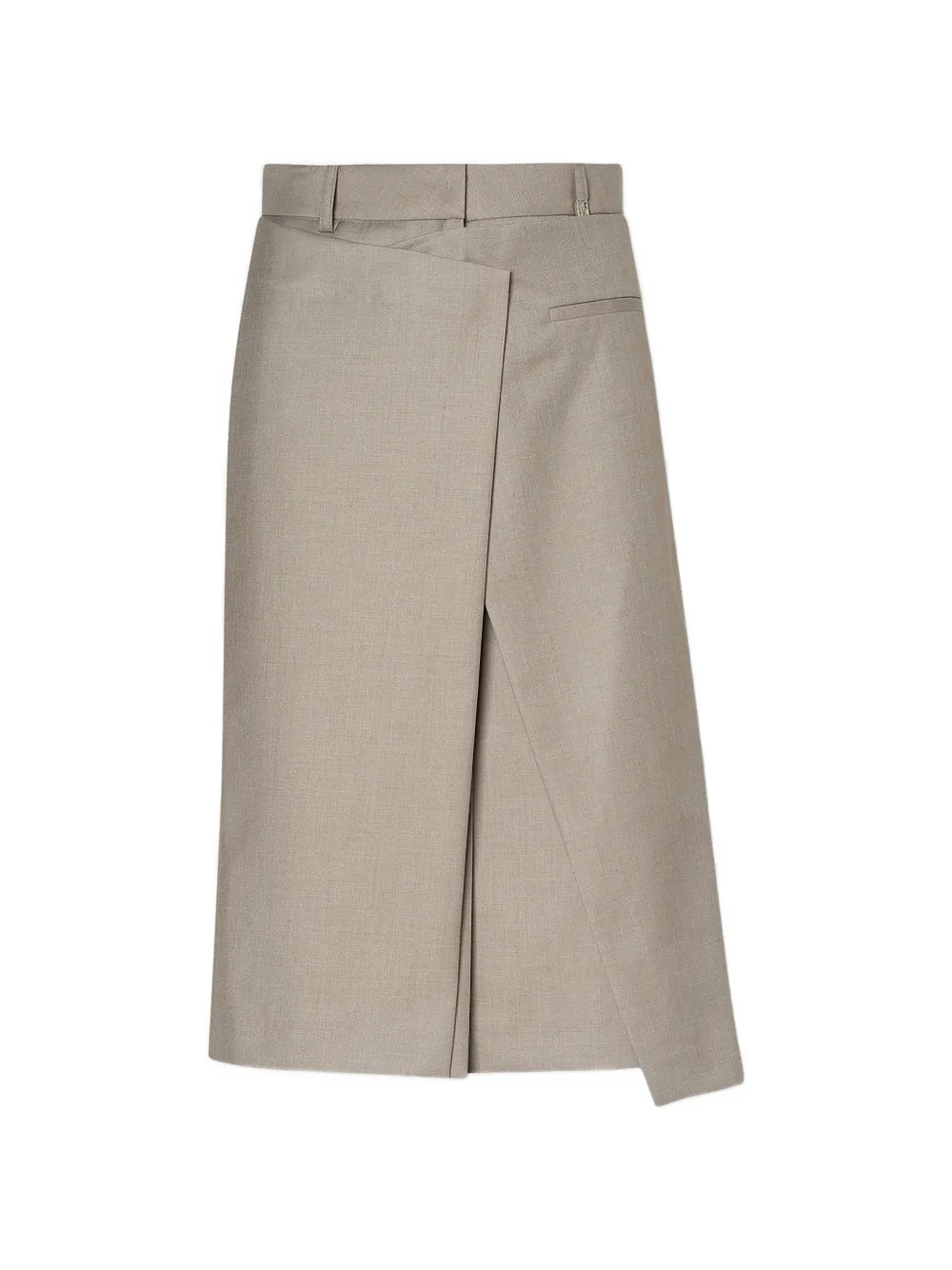 La Piscine wrap-design belt-loops midi skirt Beige