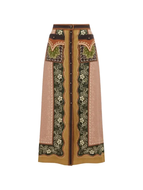 ALEMAIS Saia midi evasê Darcey com estampa floral