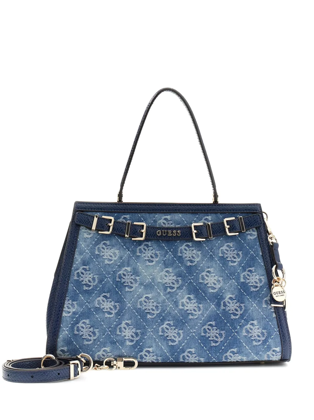 GUESS USA blue logo Dovie satchel bag