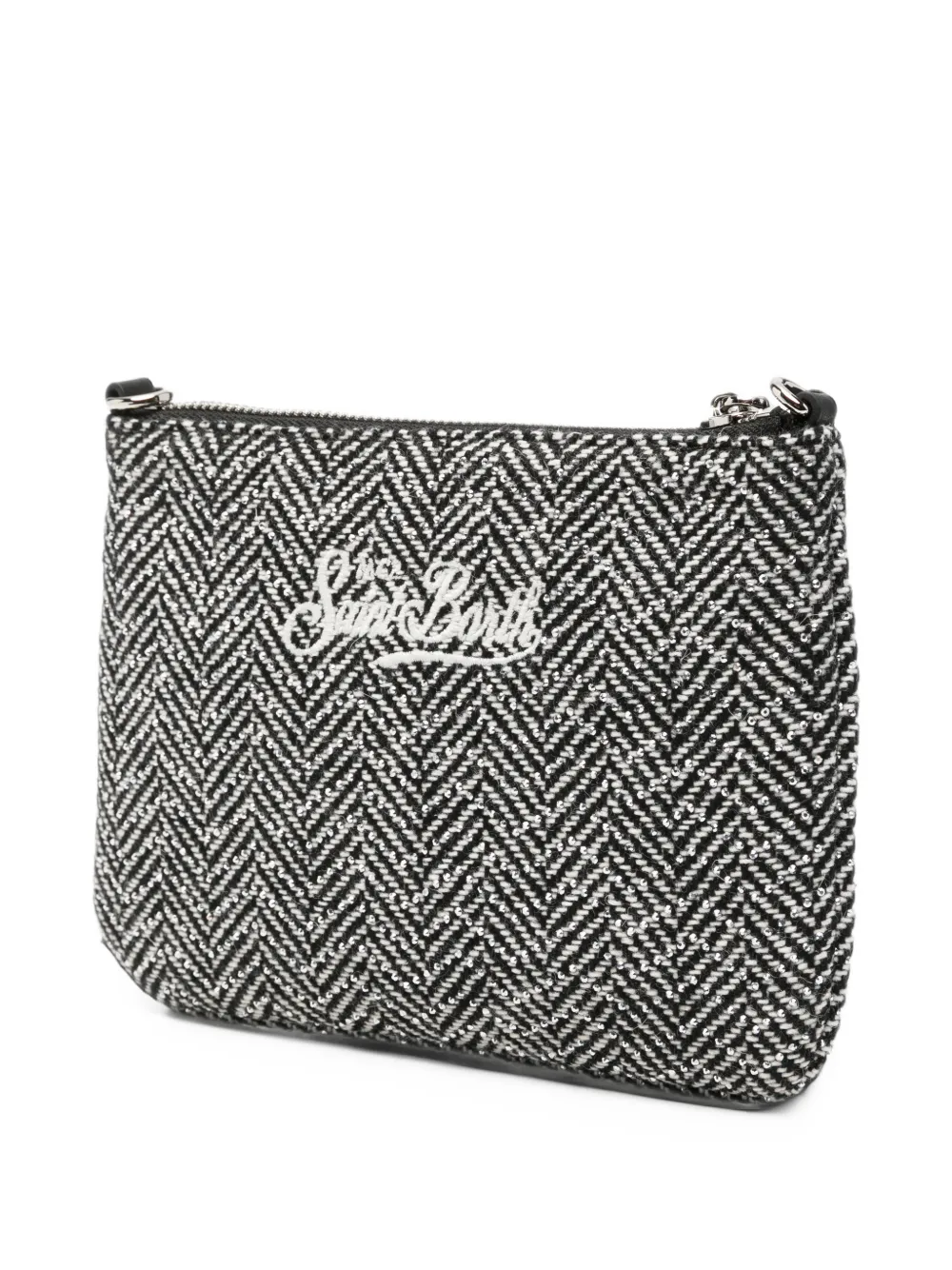 MC2 Saint Barth mini Parisienne herringbone strass-embellished clutch bag Zwart