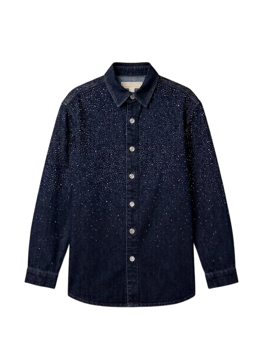 Twenty Four Haitch Rhinestone-embellished Denim Shirt In Black