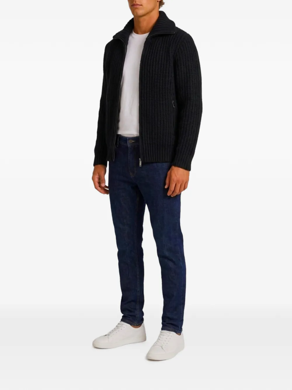 Roberto Collina ribbed-knit zip-up cardigan Zwart