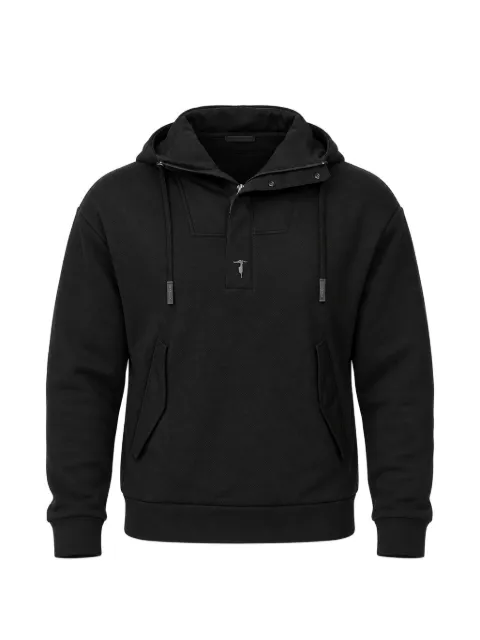Trussardi woven-detail cotton hoodie