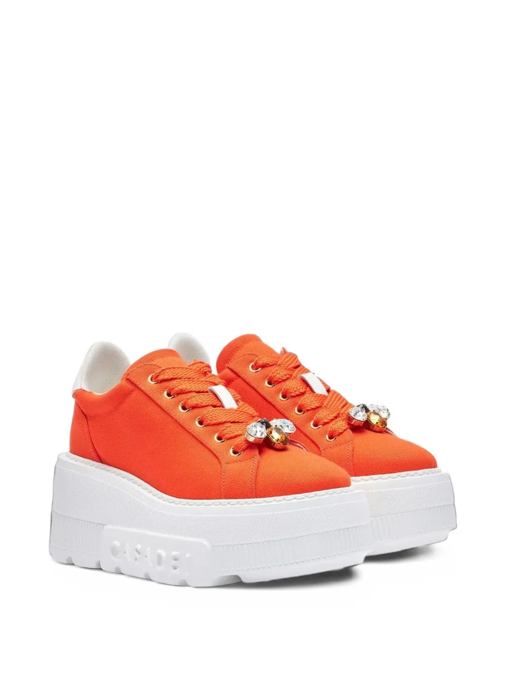 Casadei crystal-embellished platform sneakers - Orange Casadei crystal-embellished platform sneakers - Orange