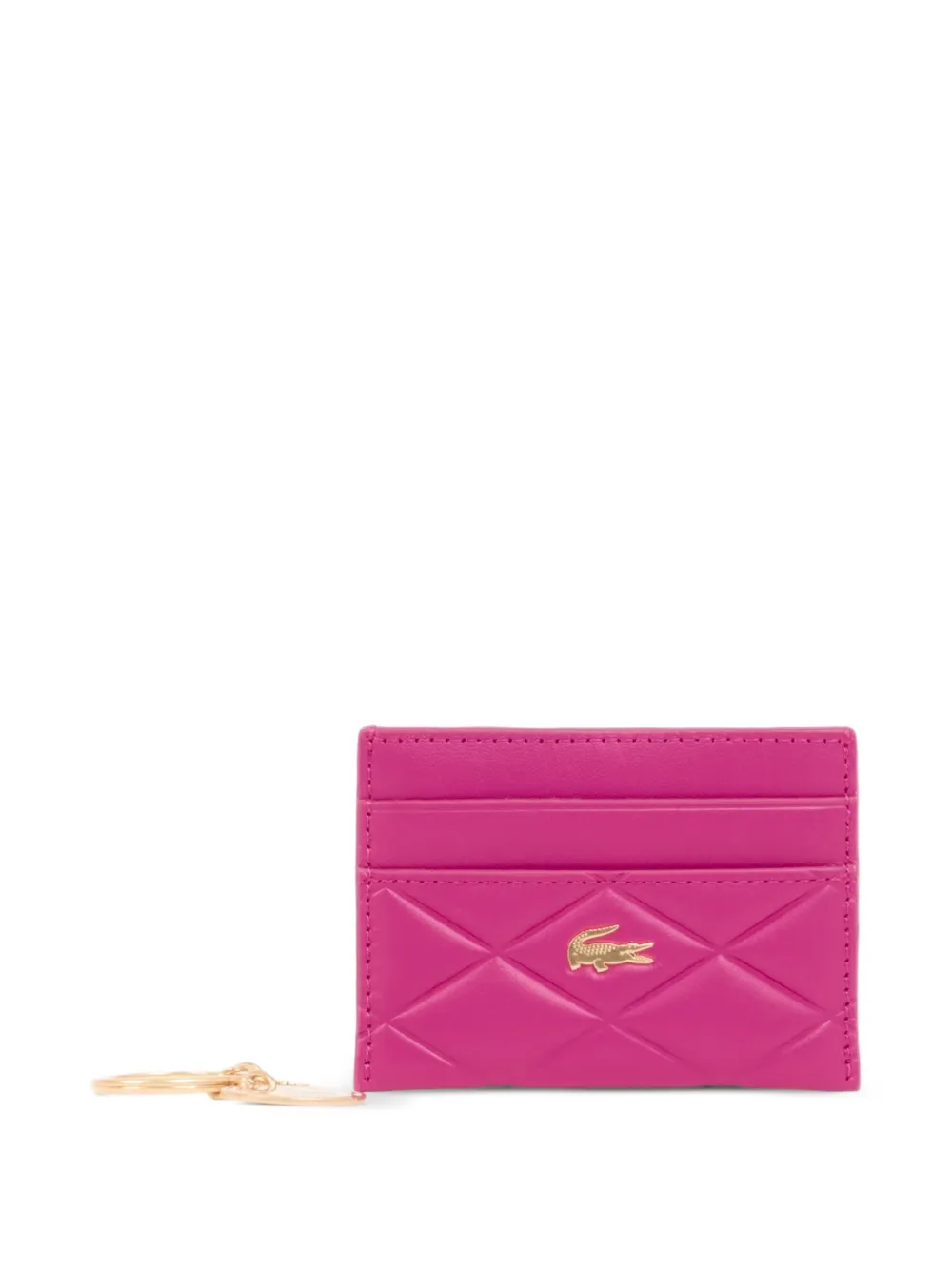 Lacoste quilted leather card holder - Rosa