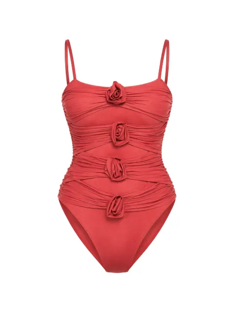 Maygel Coronel floral-appliqué swimsuit