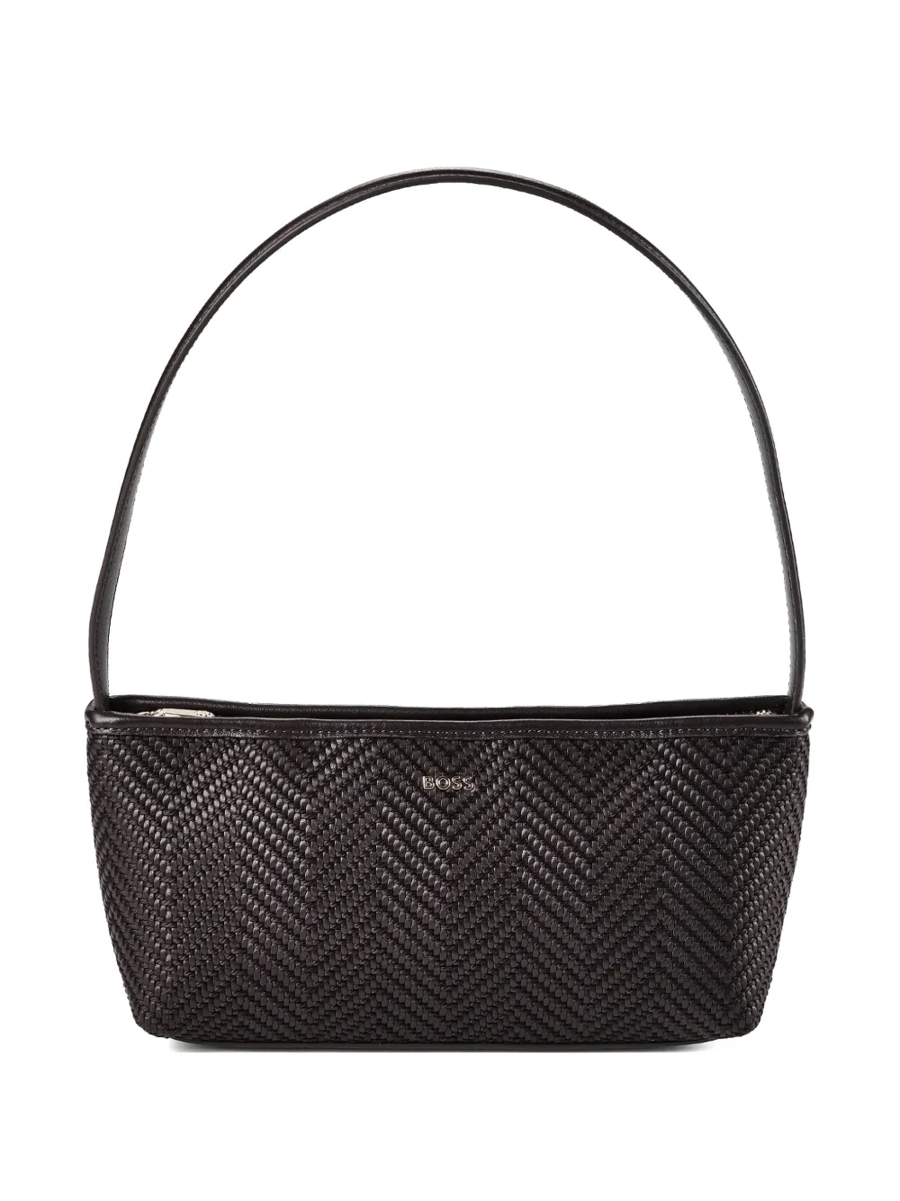 BOSS Sandy chevron-weave leather shoulder bag - Marrone