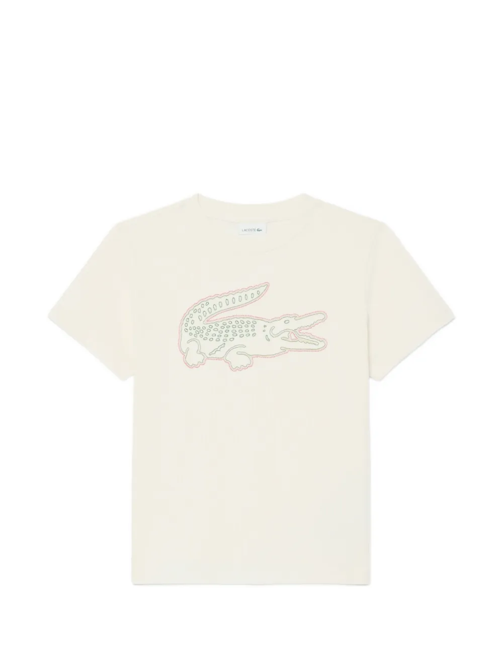 Lacoste Crocodile embroidery cotton T-shirt | Neutrals | Image 1