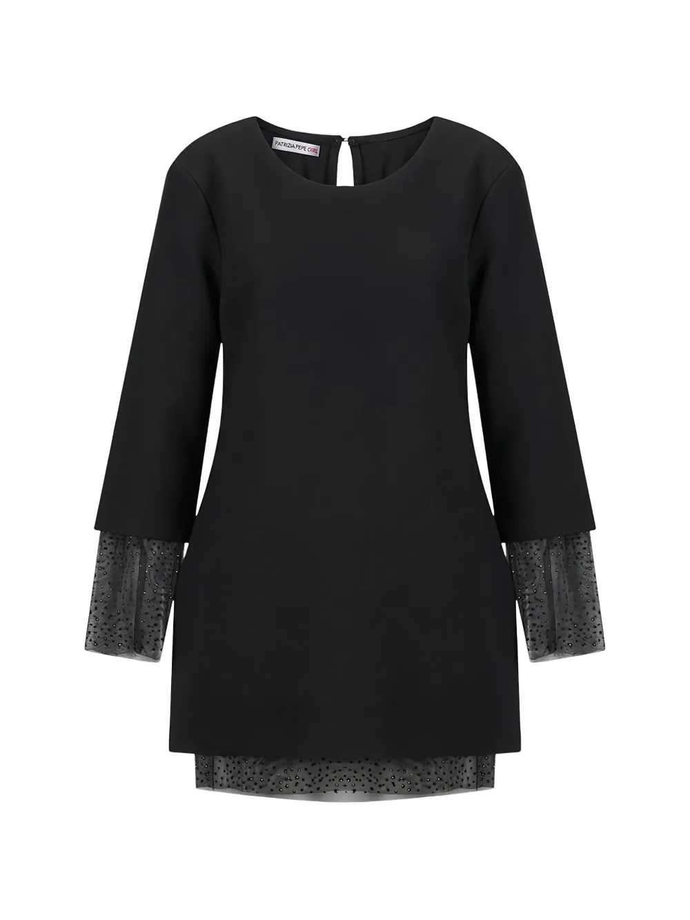 Patrizia Pepe girl minirobe superposée ornée de strass - Noir