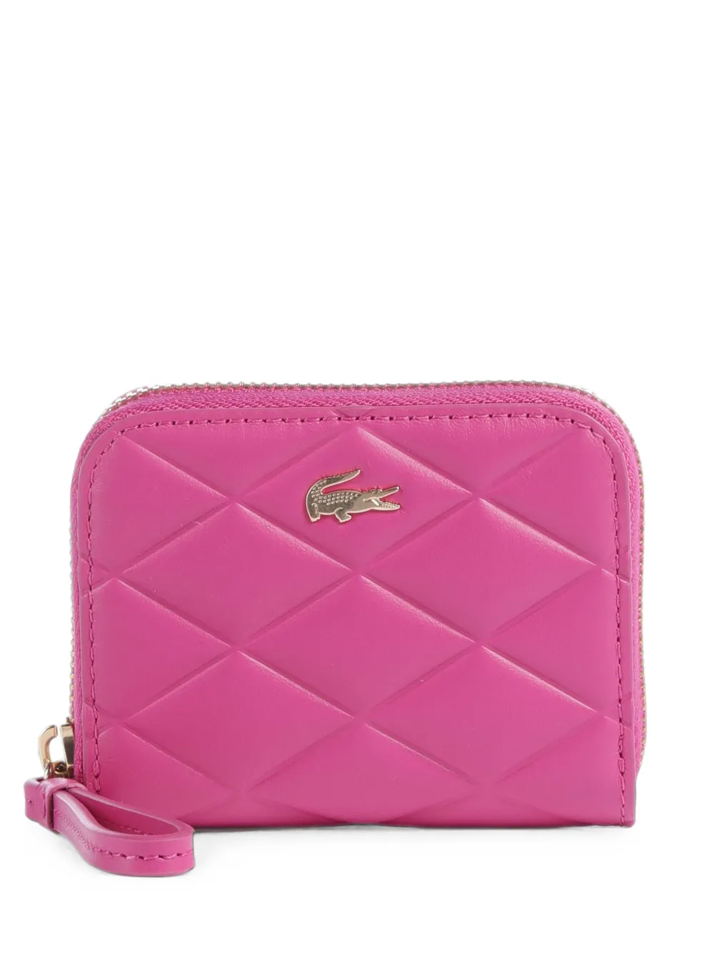 Lacoste small Crocodelle quilted leather coin purse - Rosa