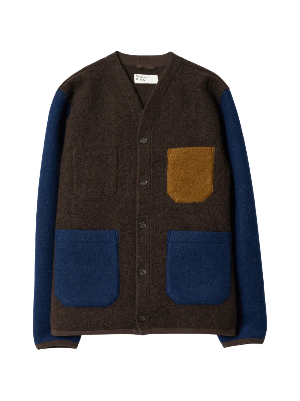 Universal Works colour-block button-up cardigan - Marron Universal Works colour-block button-up cardigan - Marron