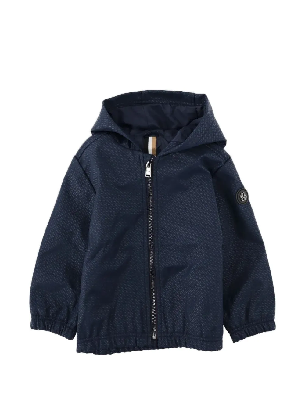 BOSS Kidswear monogram-print hooded jacket - Blu