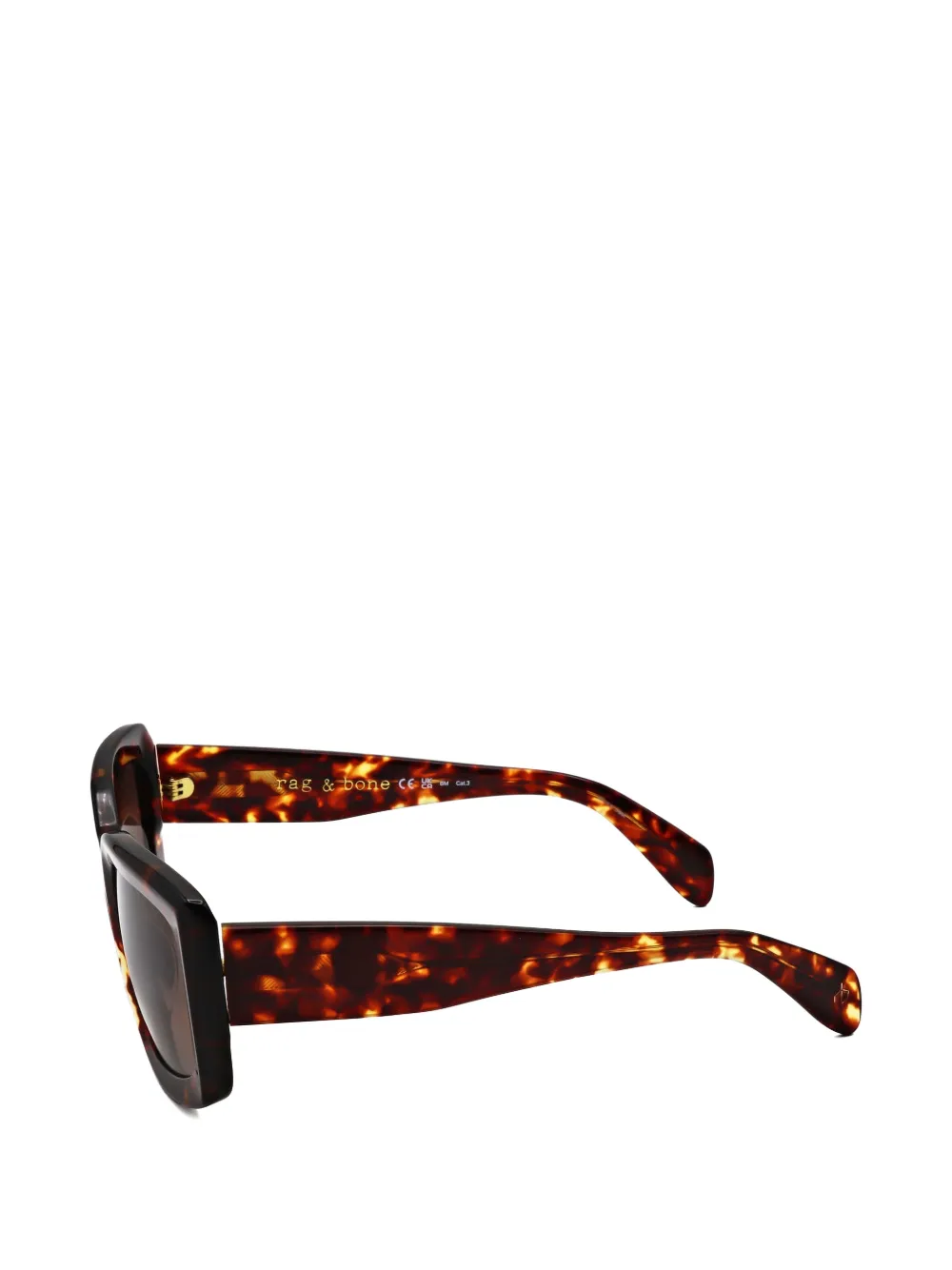 RAG & BONE EYEWEAR Zonnebril met vierkant montuur en schildpadschild design Bruin