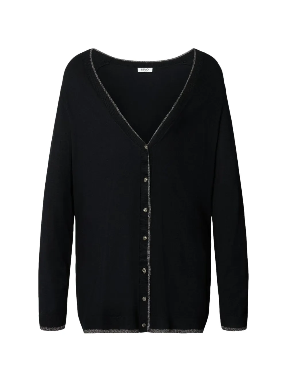 LIU JO Vest met lurex afwerking en V-hals Zwart