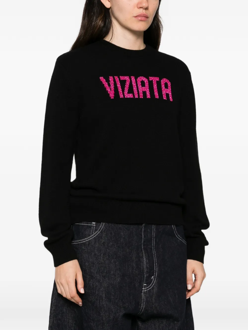 MC2 Saint Barth slogan-embroidered sweater Zwart