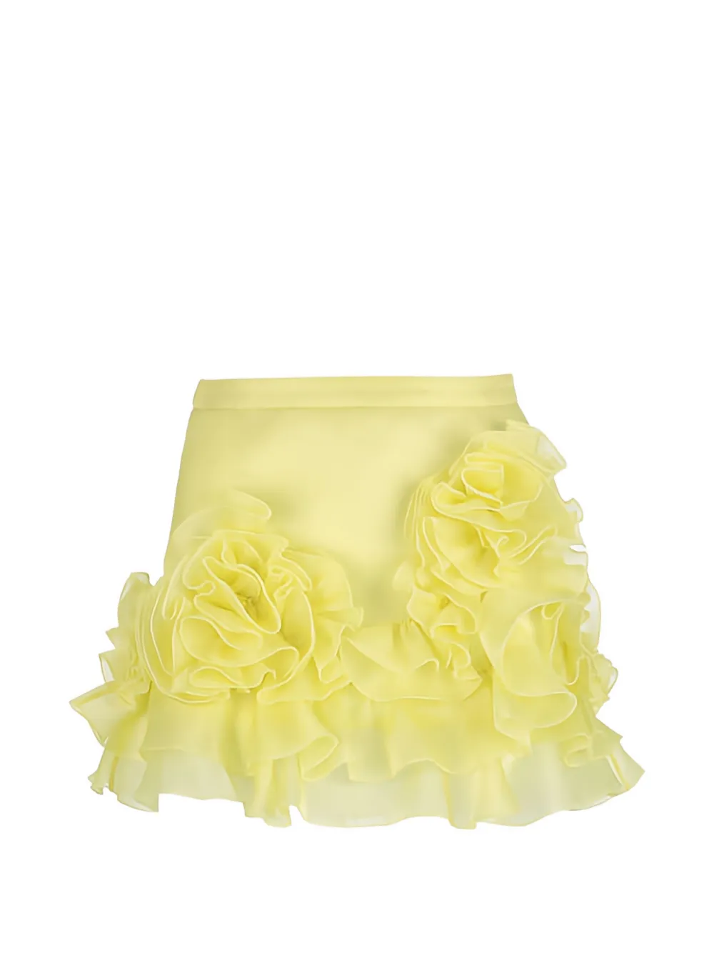LUISA SPAGNOLI Telecamera ruffled floral-appliqué mini skirt - Jaune