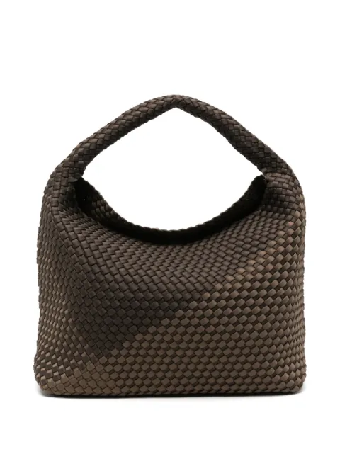 MARREA large check-pattern woven tote bag