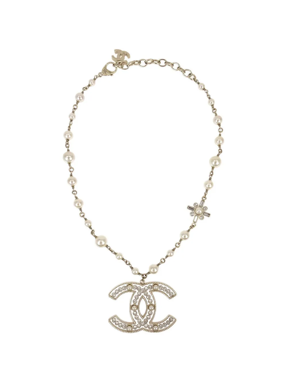 CHANEL Pre-Owned Rhinestone CC pendant necklace - Gold