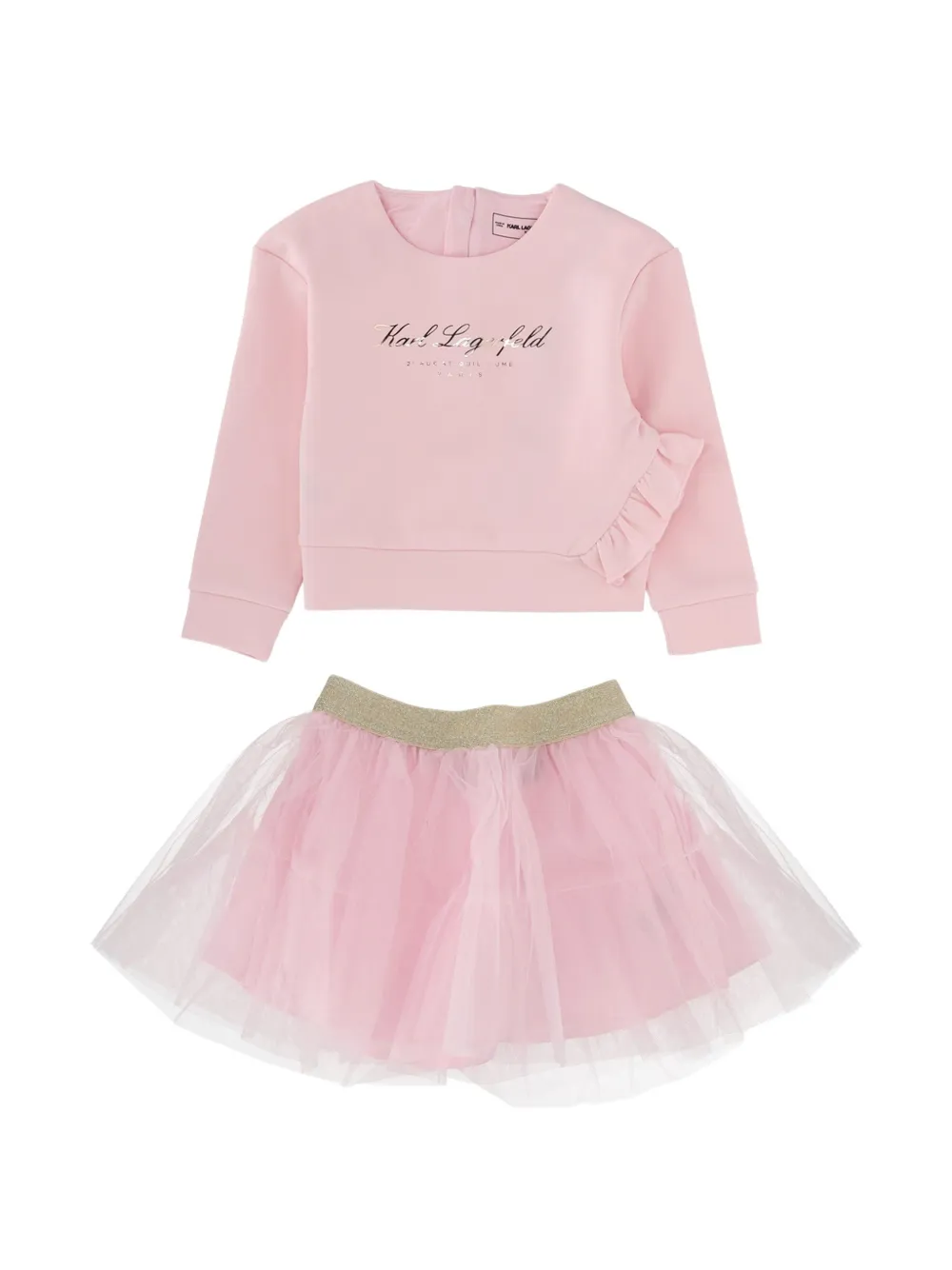 Karl Lagerfeld Kids ruffled tulle skirt set - Rosa