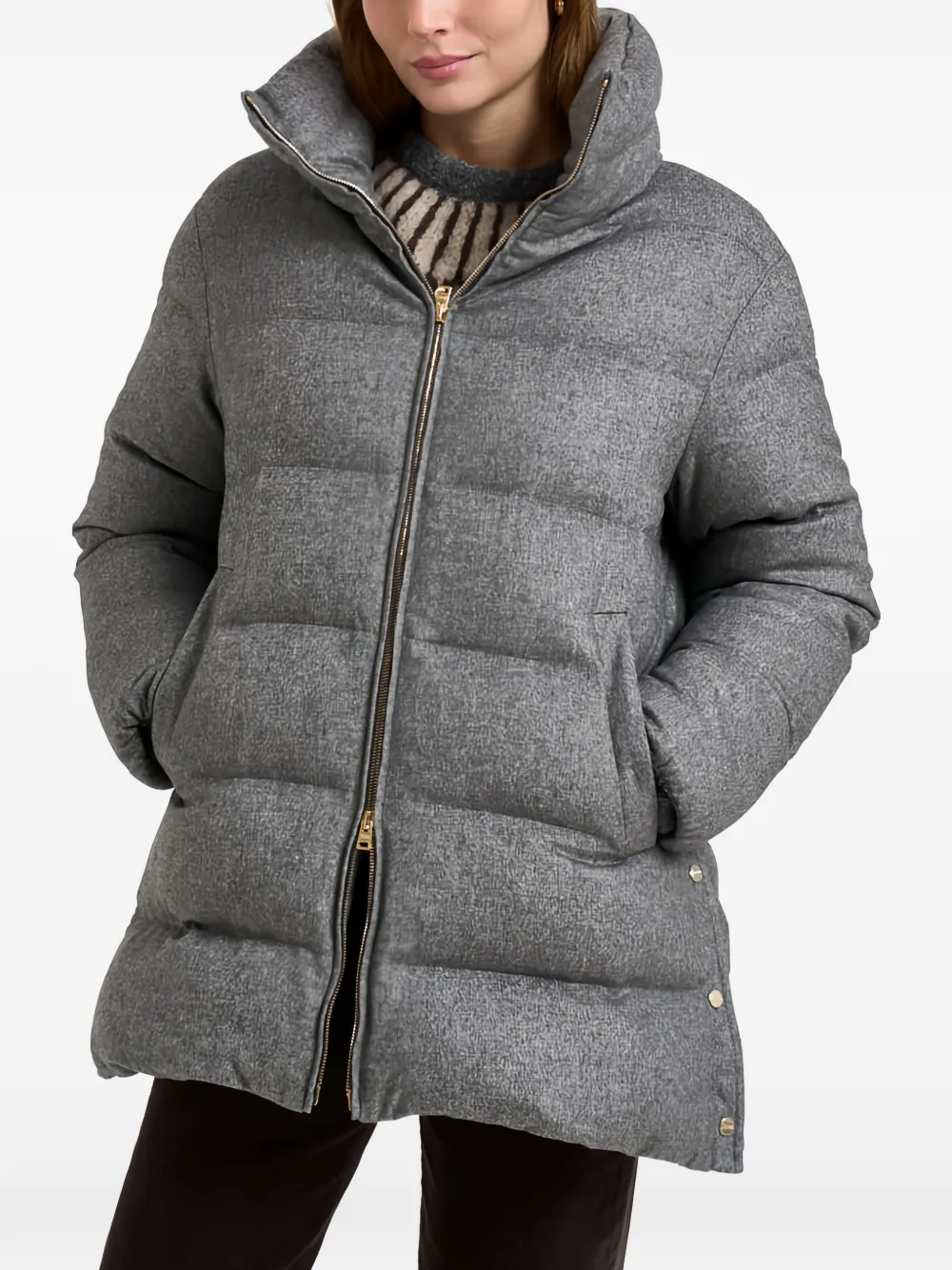 Herno quilted high-neck coat Grijs