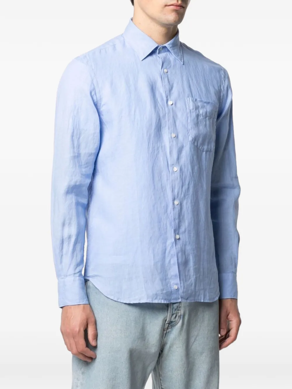 ASPESI linen chest-pocket shirt Blauw