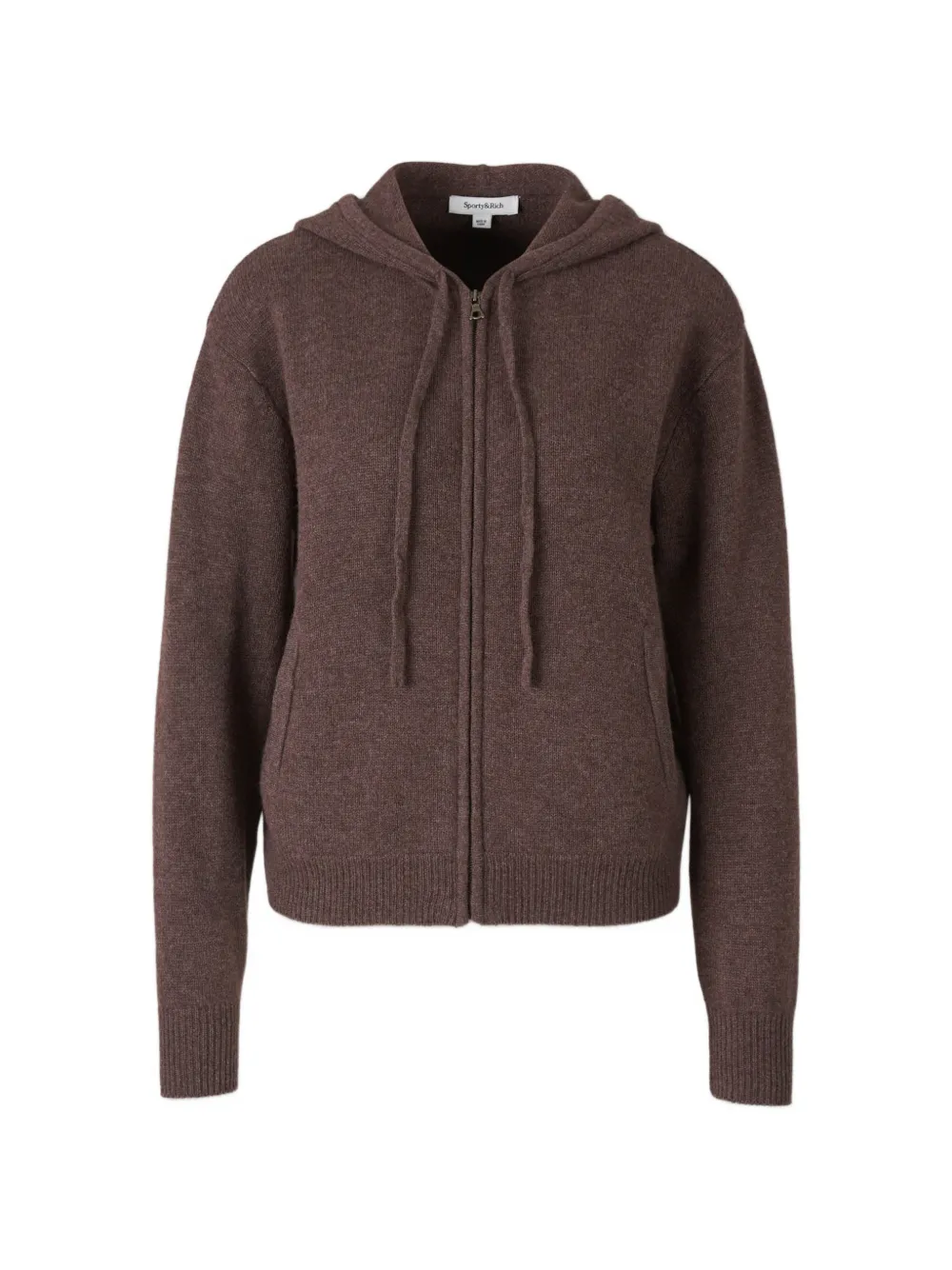Sporty & Rich zip-up knit hoodie - Brown