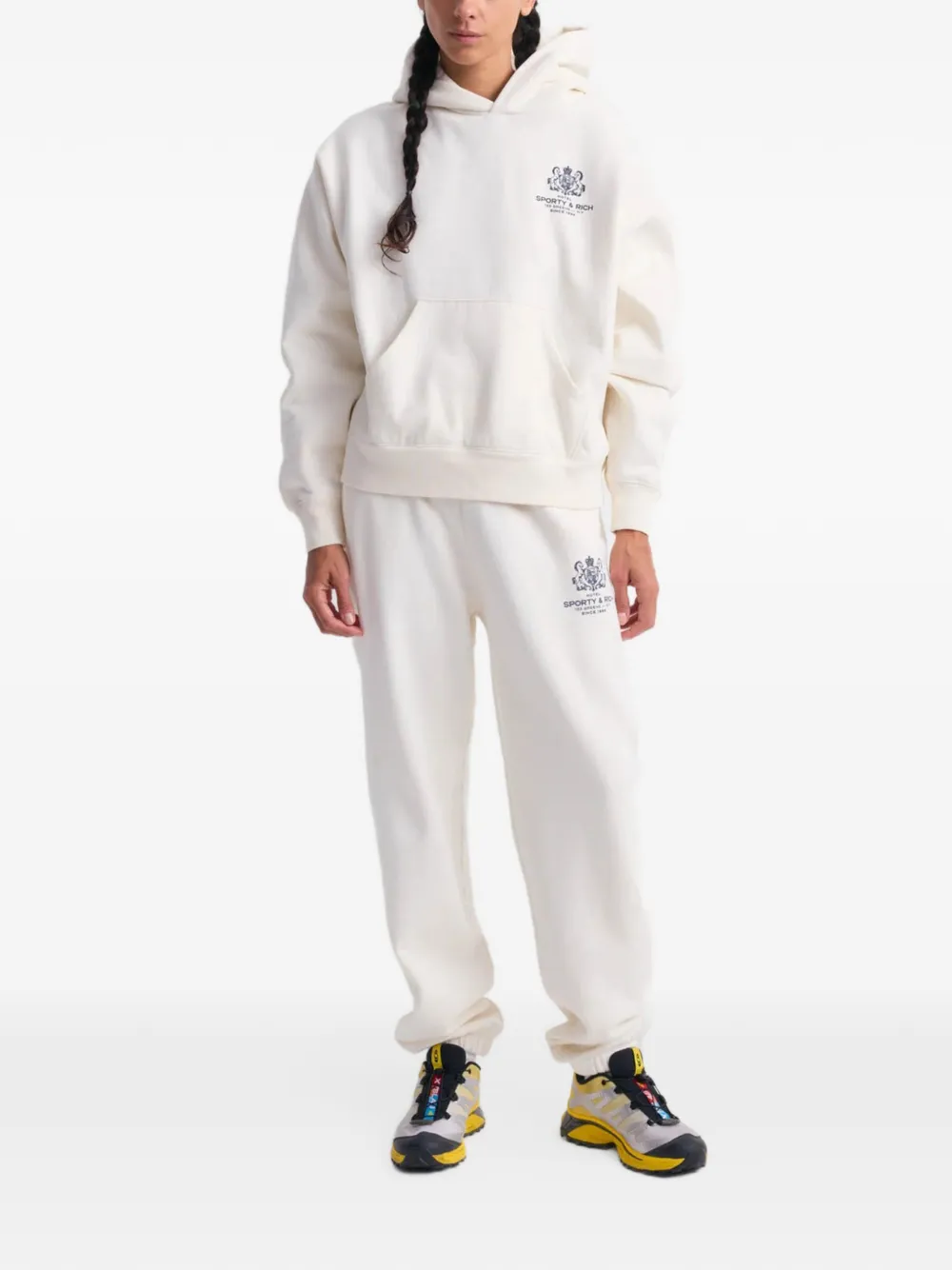 Sporty & Rich Brianno SR Hotel logo-print track pants Wit