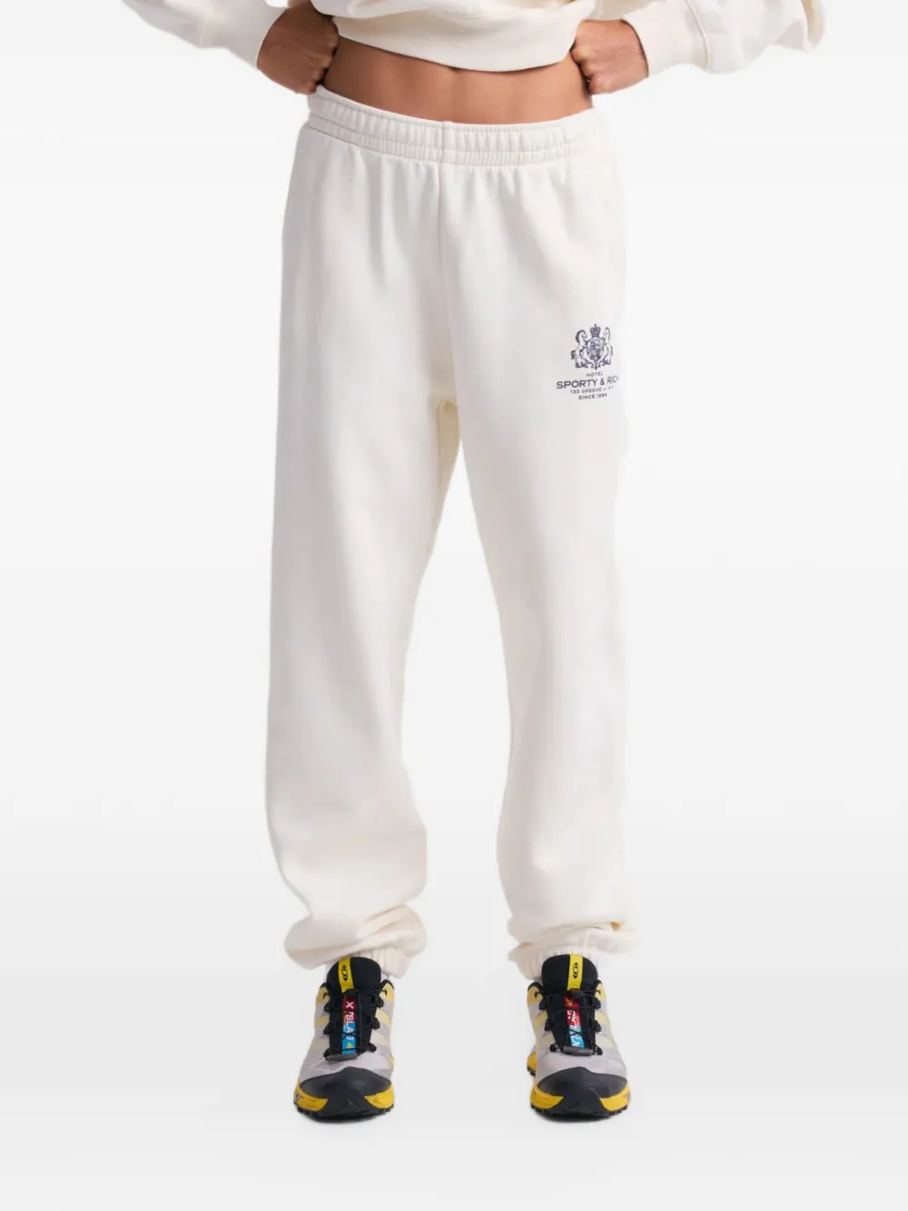 Sporty & Rich Brianno SR Hotel logo-print track pants Wit