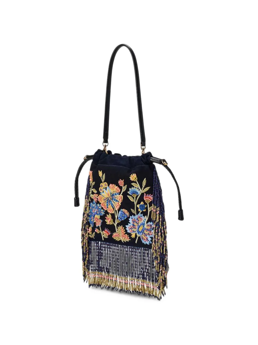 ETRO Schoudertas met franje en verfraaid met kralen Blauw