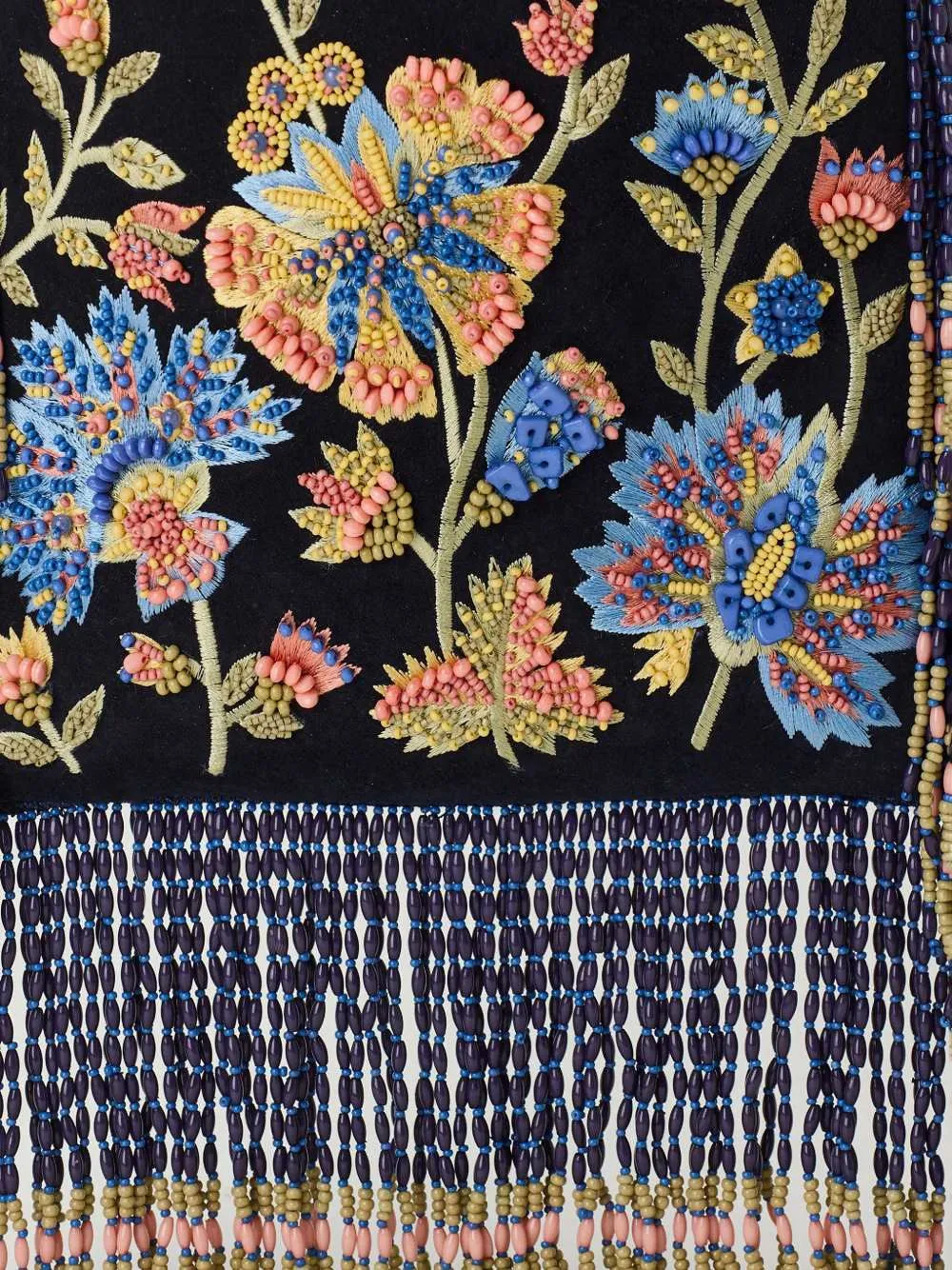 ETRO Schoudertas met franje en verfraaid met kralen Blauw